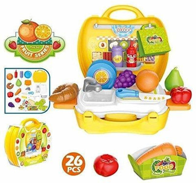 TradVision Kitchen suitcase toys plastic vegetables and fruits toys for kids