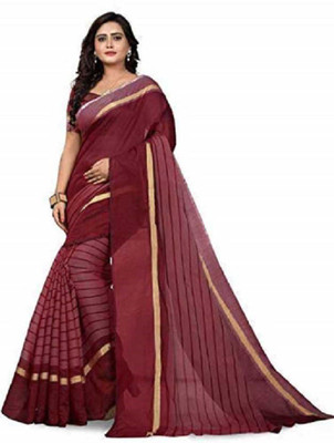 HR ENTERPRISE Striped Daily Wear Cotton Silk Saree(Multicolor)