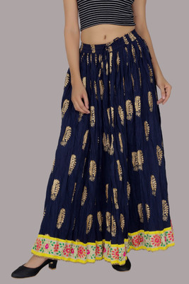 JFT Jaipur Fabtex Printed, Embroidered Women Regular Dark Blue Skirt