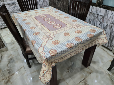 DELHI PVC CORP Abstract 6 Seater Table Cover(Beige, PVC)