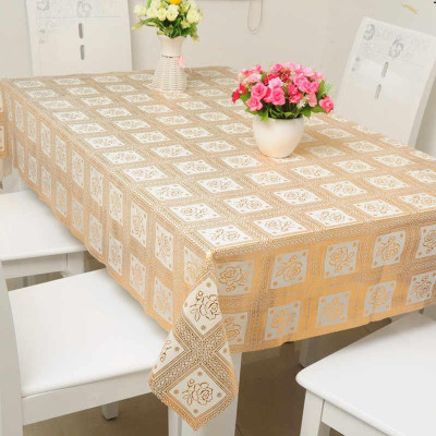 DELHI PVC CORP PVC 6 Seater Abstract Table Cover(Golden)