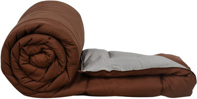 DORISTYLE Solid Single Comforter for  Heavy Winter(Poly Cotton, Brown & Grey)