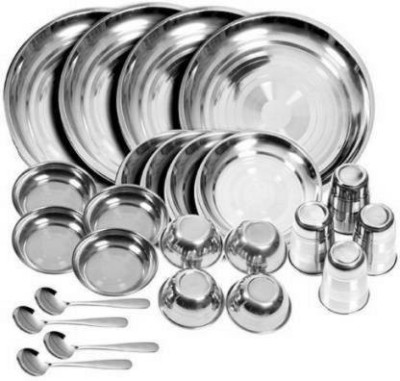 SHRI SHUB Pack of 24 Stainless Steel Dinner Set(Silver)