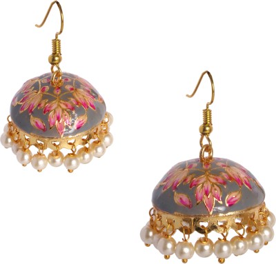 Adorn Gold Plated Meenakari Light Weight Copper Jhumki Earring For Women Copper Jhumki Earring
