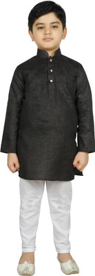 SG YUVRAJ Boys Festive & Party Kurta and Pyjama Set(Black Pack of 1)