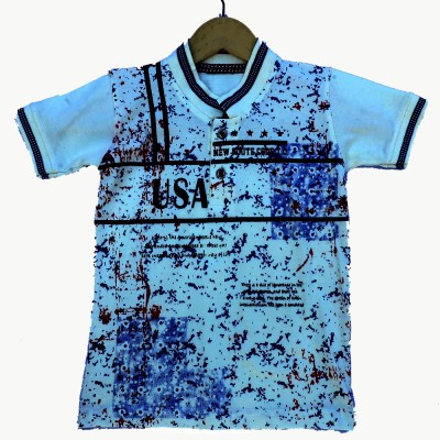 GUCHU Boys Printed Cotton Blend T Shirt(Multicolor, Pack of 1)
