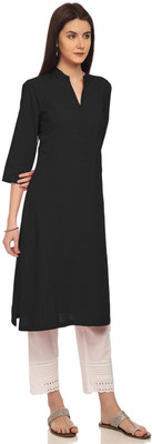 biba-women-solid-straight-kurtablack