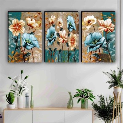 Flipkart Perfect Homes Large Panel Embossed 36 inch x 18 inch Painting(Without Frame, Pack of 3)