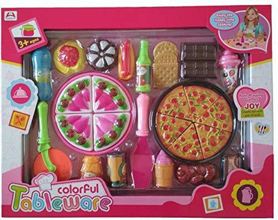 Jakas Mart Pizza Set Toys for Kids, Kitchen DIY Pretend Play Mini Fast Food Toy for Kids