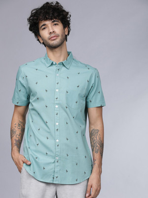 HIGHLANDER Men Printed Casual Blue, Grey Shirt