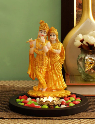 krishnagallery1 Lord Radha Krishan Marble Finish Statue Radha Krishan Murti Love Couple Decorative Showpiece  -  28 cm(Marble, Multicolor)