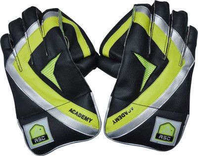 ASC Academy Wicket Keeping Gloves(Black, Green)
