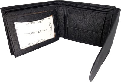 Gargi Men Black Genuine Leather Wallet(4 Card Slots)