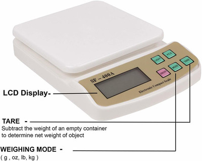 Marshmallow SF 400 A Electronic Digital 1Gram-10 Kg Weight Scale Weighing Scale(White)