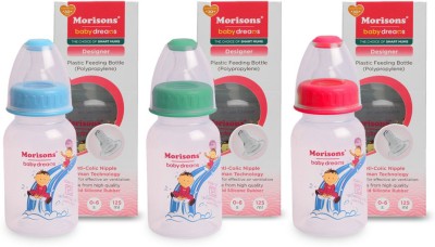 Morisons Baby Dreams Designer PP Feeding Bottle 125ml (Pack of 3) - 125 ml(Blue, Green, Pink, Clear)
