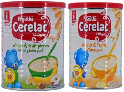 NESTLE Cerelac Combo 400g (Pack of 2) - Wheat & Fruit Pieces + Wheat & Fruits Cereal(800 g, Pack of 2, 6+ Months)