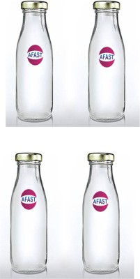 AFAST Multi Purpose Glass Transparent Milk Bottle, 4 Bottle, 500 Ml 500 ml Bottle(Pack of 4, Clear, Glass)