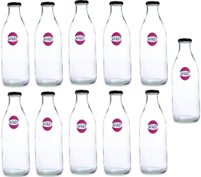 AFAST Multi Purpose Glass Transparent Milk Bottle, 11 Bottle, 500 Ml GF113 500 ml Bottle(Pack of 11, Clear, Glass)