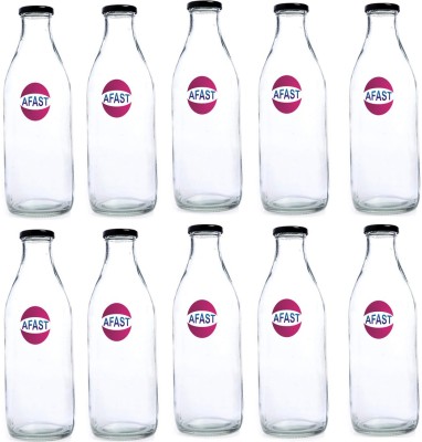 Somil Glass Water And Milk Bottle With Transparent Inner View, 1000Ml, Pack Of 10 1000 ml Bottle(Pack of 10, Clear, Glass)