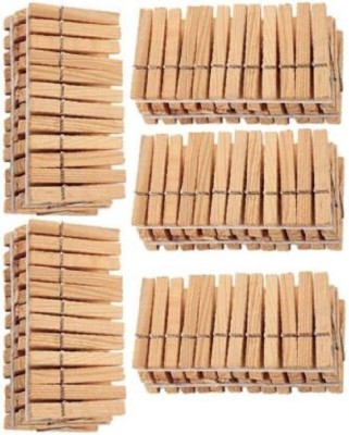 MEZIRE Bamboo Wooden High Grade Heavy Duty Standard wooden Cloth Clips Premium Standard Size Wooden Cloth Clip (Set of 100, Beige) Wooden Cloth Clips(Beige Pack of 100)