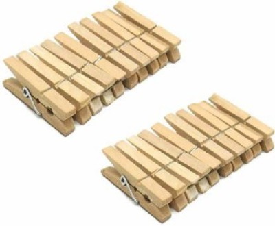 MEZIRE cloth Clip Bamboo Wooden High Grade Heavy Duty Standard wooden Cloth Clips (Set of 20, Beige) Wooden Cloth Clips(Beige Pack of 20)