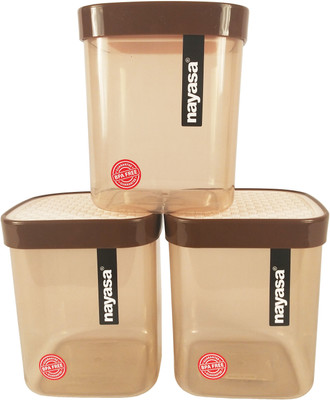 NAYASA Plastic Grocery Container  - 1000 ml(Pack of 3, Brown)