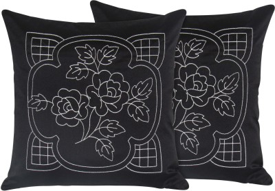 ZIKRAK EXIM Embroidered Cushions Cover(Pack of 2, 40 cm*40 cm, Black, White)