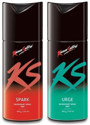 KS Combo pack of urge & spark deodorant 150ml x 2 = 300ml Deodorant Spray  -  For Men(300 ml, Pack of 2)