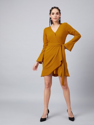 ATHENA Women Wrap Yellow Dress