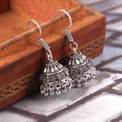 Haniya Trending Oxidised German Silver Jhumka Earrings women German Silver Jhumki Earring