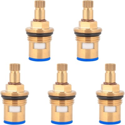 Acetap Brass Ceramic Disc Cartridge Quarter Turn 1/2 Inch for Hot and Cold Bathroom Kitchen Tap Faucet Valve - Pack Of 5 Piece Faucet Spindle(Screw On)