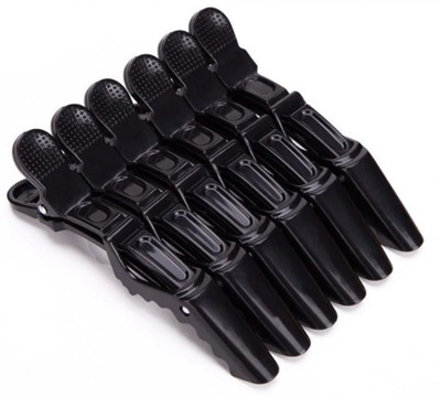 Angel Infinite Hair Sectioning Clamps Plastic Hair Grip Clips Cutting Clamps Styling Sectioning Clips Hairdressing Styling Hairpin Salon Styling (Dark Black, 6 Pcs) Hair Clip(Black)