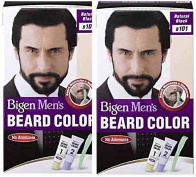 Bigen Men's Beard Color No. 101 Natural Black Combo ( pack of 2 ) Hair Color , Natural Black