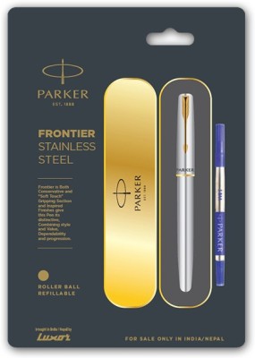 PARKER Parker Frontier Stainless Steel Roller Ball Pen with Gold Trim Ball Pen(Ink Color - Blue)