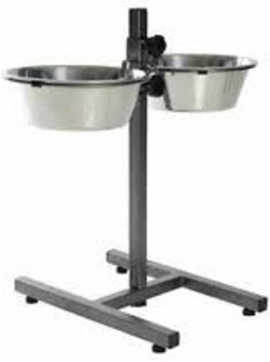 Hanu ROUND Iron Pet Bowl(700 ml Black, Silver)