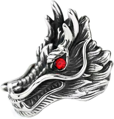 fabula Silver Stainless Steel Vintage Gothic Dragon Head Biker Fashion Stainless Steel Silver Plated Ring