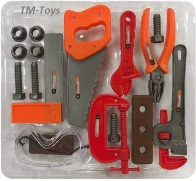Dherik Tradworld Fashion 17 Pieces Tools Set for Kids, Workshop Kits for Kids Educational Toys Pretend Role Play Set