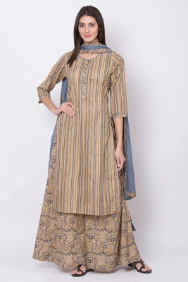 BIBA Striped Kurta Sharara Dupatta Set