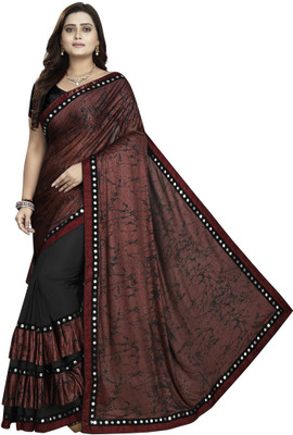 3Buddy Fashion Printed Bollywood Lycra Blend Saree(Red)
