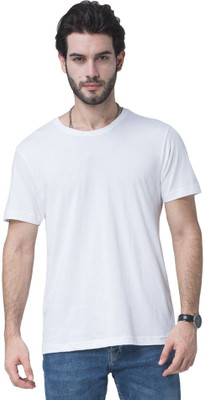eDESIRE Solid Men Round Neck White T-Shirt