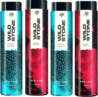 Wild Stone Ultra Sensual and 2 Hydra Energy Talc each 100 gm(4 x 100 g)
