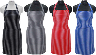 OASIS Cotton Home Use Apron - Free Size(Multicolor, Pack of 4)
