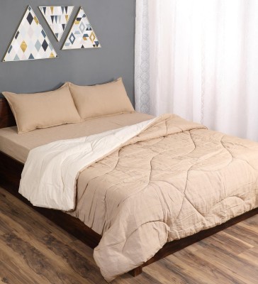 Saral Home Cotton Queen Sized Bedding Set(Beige)
