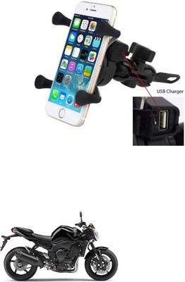 Znee Smart X-Grip Bike Mobile Charger & Phone Holder (5V-2A Black) -Yamaha FZ1 Bike Mobile Holder(Black)