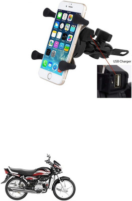 Znee Smart X-Grip Bike Mobile Charger & Phone Holder (5V-2A Black) -Hero CD deluxe Bike Mobile Holder(Black)