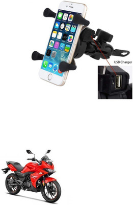 Znee Smart X-Grip Bike Mobile Charger & Phone Holder (5V-2A Black) -Hero Xtreme 200S Bike Mobile Holder(Black)