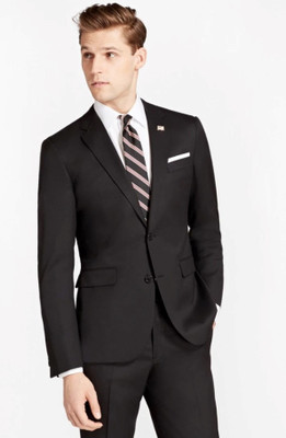 TRULYFAB Solid Single Breasted Formal Men Blazer(Black)