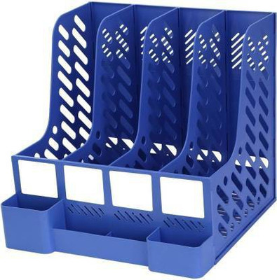CPEX 4 Compartments Plastic File Rack Holder(Blue)