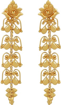 MissMister Gold plated stem leaf design Traditional Long earring Ethnic Women Brass Drops & Danglers