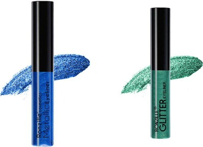 RONZILLE Glitter Liquid Eyeliner Blue Green ( Pack of 2 ) 5.1 ml(Blue Green)